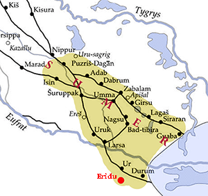 Usytułowanie miasta Eridu na terenie starożytnego Sumeru